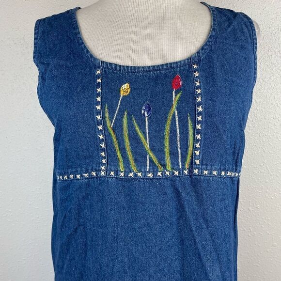 New Directions Denim Button Down Floral Shirt and Matching Maxi Dress Size M EUC - Picture 9 of 16